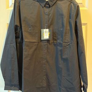 CAT Workwear Oxford Women's XL Black Long Sleeve Button-Up‎ Shirt NWT